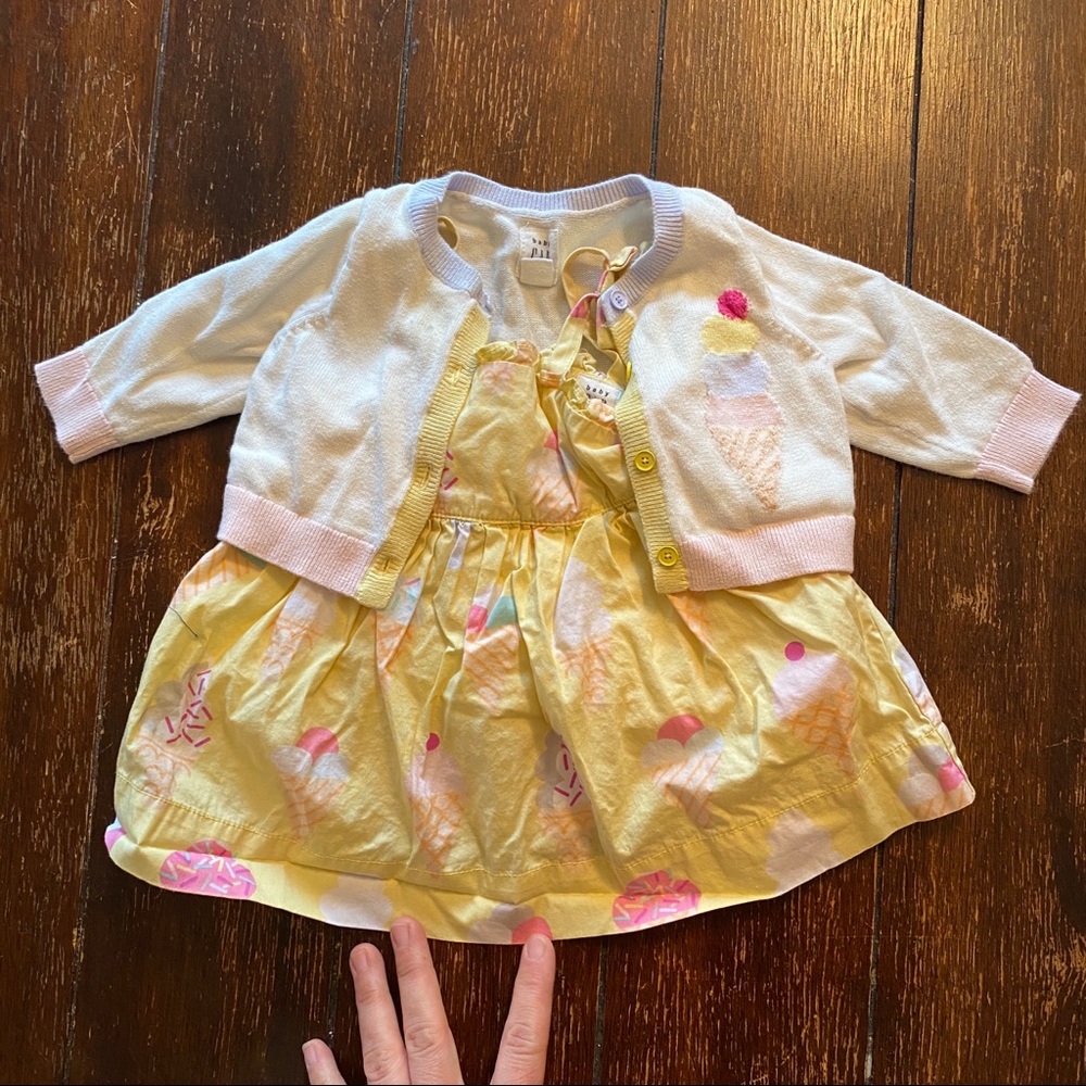 Gap girls dress 0-3 months yellow ice cream